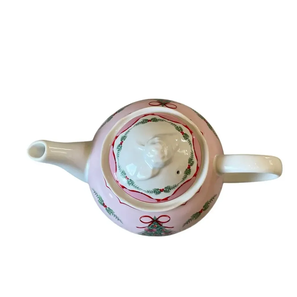 PINKMAS Pink Bows Christmas Tree Teapot 7 x 10